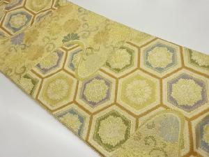 亀甲に花唐草模様織出し全通袋帯